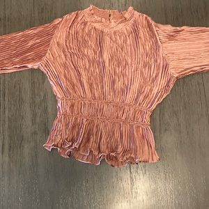 High Neck Pink Satin Blouse